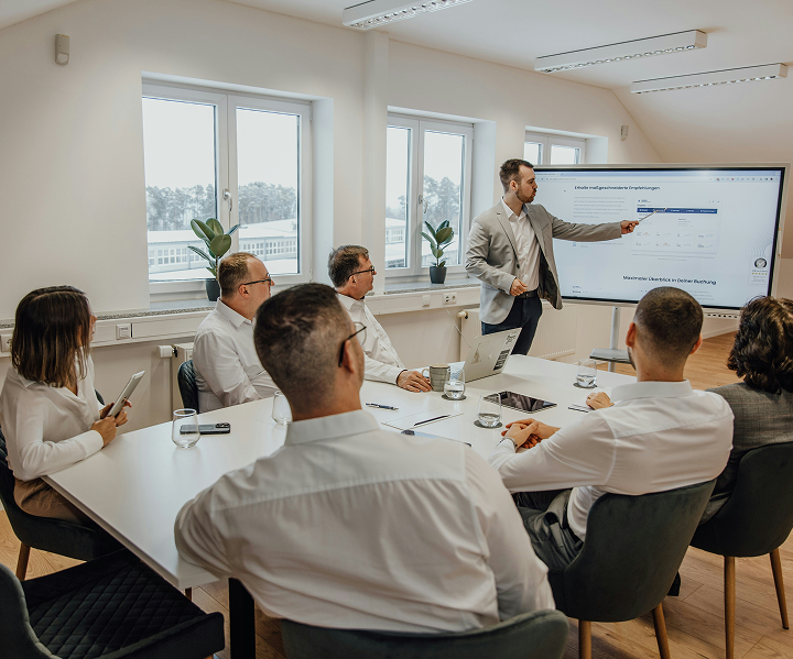 Strategy session in progress at a client briefing